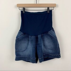 Oh Baby by Motherhood Full Belly Panel Maternity Jean Button Pocket Shor…